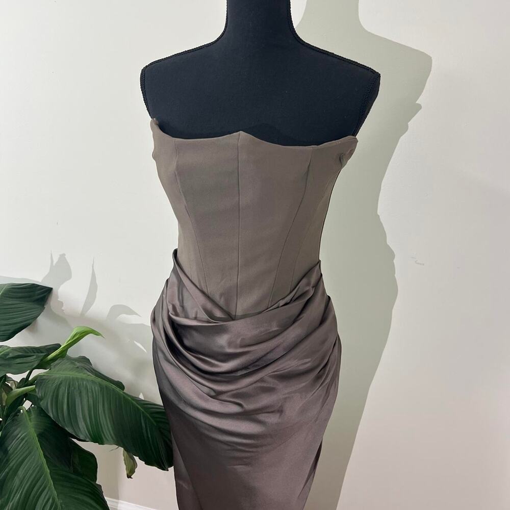 House of CB ' Persephone ' Smoke Strapless Corset Maxi Dress - Picture 5 of 9